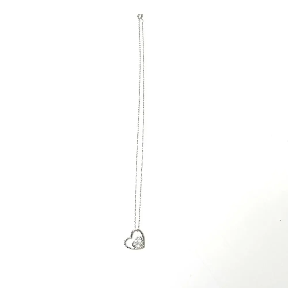 Lesa Michele Swarovski Crystal Heart Necklace Silver Plated NEW
